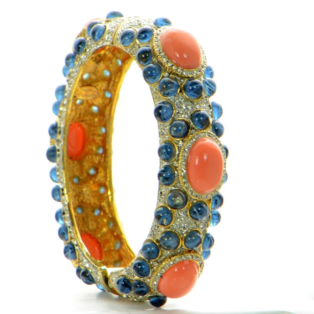 Vintage Kenneth Jay Lane Kjl Cabochon Crystal Bra… - image 1